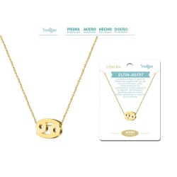 Collar Zodiaco Signo Cancer Acero Color Dorado - Implantacion Coleccion Constelaciones Zodiaco